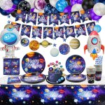 Tianyi - 226 pcs outer space party supplies - ballon de plante du systme solaire, bannire de joyeux ...