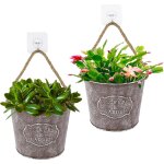 Tianyi - 2pcs jardinires murales pots de fleurs muraux mtal porte - plante suspendus avec corde planteur ...