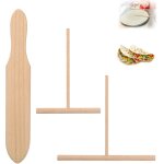 Tianyi - 3 pcs spatule ptisserie et etaleur crepe t forme manche rateau crepe en bois surface lisse ...