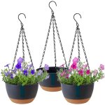 Tianyi - lot de 3 pots de fleurs suspendus pour l'intérieur et l'extérieur - avec crochets ronds - avec ... Tianyi - lot de 3 pots de fleurs suspendus pour l'intérieur et l'extérieur - avec crochets ronds - avec ...