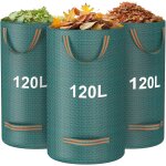 Tianyi - lot de 3 sacs  dchets de jardin, 120 l, trs rsistants avec poignes, sacs de jardin rutilisables ...