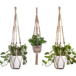 Tianyi - lot de 3 supports de pots de fleurs suspendus en macramé avec corde en coton pour l'intérieur ... Tianyi - lot de 3 supports de pots de fleurs suspendus en macramé avec corde en coton pour l'intérieur ...