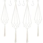 Tianyi - lot de 4 corbeilles suspendues paniers accrochables en macramé - décoration bohème - corde en ... Tianyi - lot de 4 corbeilles suspendues paniers accrochables en macramé - décoration bohème - corde en ...