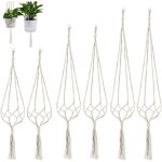 Tianyi - 6 pices macram suspension plante - robuste corde de coton pot suspendu - dcoration intrieure ...