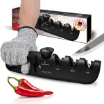 Tianyi - ® aiguiseur 4 - en - 1 pour couteaux et ciseaux avec guide d'angle ¿ afftage diamant + gants ...
