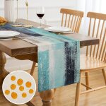 Tianyi - chemin de table toile de jute polyeste chemin de table moderne chemin de table bleu vert peinture ...