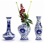 Tianyi - ensemble de vase en porcelaine bleu et blanc classique, ensemble de vase en porcelaine emaille ...