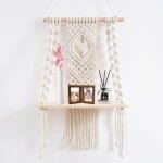 Tianyi - etagere murale bois bohème macramé, tissé à la main etagere suspendue corde avec corde en coton, ... Tianyi - etagere murale bois bohème macramé, tissé à la main etagere suspendue corde avec corde en coton, ...