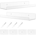 Tianyi - etagere murale sans percage, 2 pices acrylique transparent petite etagere murale flottantes ...