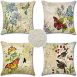 Tianyi - extrieur housses de coussin 45x45 cm lot de 4 housse coussin extrieur impermable lin coussin ...