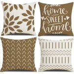 Tianyi - housses de coussin, housses de coussin 40 x 40, lot de 4 taies d'oreiller carres marron 16 ...