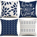 Tianyi - housses de coussin, housses de coussin 40x40 lot de 4 taie d'oreiller carre bleu marine housses ...