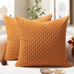 Tianyi - housse de coussin 40x40 cm orange en velours ctel lot de 2 u2013 coussin bohme lumineux et ...