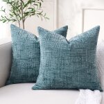 Tianyi - housse coussin 40x40 dcoratif housses de coussin bleu canard chenille moelleux canap boheme ...