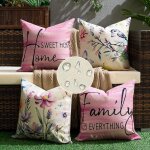 Tianyi - housse coussin 40x40 extrieur impermable lin taie d'oreiller canap color fleurs oiseaux ...