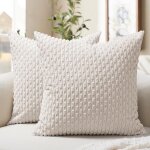 Tianyi - housse de coussin 45x45 cm beige crme en velours ctel lot de 2 u2013 coussin bohme naturel ...