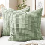 Tianyi - housse de coussin 45x45 cm vert clair en velours côtelé lot de 2 u2013 coussin bohème elégant ... Tianyi - housse de coussin 45x45 cm vert clair en velours côtelé lot de 2 u2013 coussin bohème elégant ...