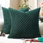 Tianyi - housse de coussin 45x45 cm vert sapin en velours ctel lot de 2 u2013 coussin bohme de nol ...