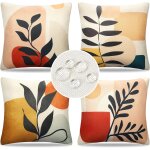 Tianyi - housse coussin 50x50 boho abstrait feuille motif gomtrique minimaliste housse de coussin extrieur ...