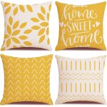 Tianyi - housses de coussin, housses de coussin 60 x 60 lot de 4 taies d'oreiller carres jaunes housses ...