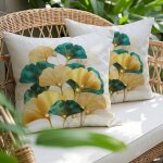 Tianyi - housse de coussin blanc 45x45 housse coussin exterieur impermeable lot de 2 jaune moutarde turquoise ...