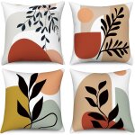 Tianyi - housse de coussin boho 40x40 set de 4, feuille abstraite plante coucher de soleil lever de soleil ...