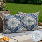 Tianyi - housse de coussin dcoratif 40x40 cm bleu style rtro - rsistante aux rayons uv et a l'eau, ...