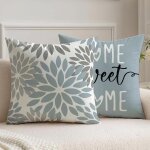 Tianyi - housse de coussin dcorative dahlias 45x45 cm bleu clair - 2 pices double face tissu doux rsistant ...