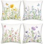 Tianyi - housse de coussin fleurs 45 x 45 cm jardin fleurs papillons color dcoratif taie d'oreiller ...