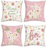 Tianyi - housse de coussin fleur lapin 45 x 45 cm carotte feuilles fleurs rose décoratif taie d'oreiller ... Tianyi - housse de coussin fleur lapin 45 x 45 cm carotte feuilles fleurs rose décoratif taie d'oreiller ...