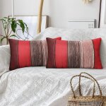 Tianyi - housse coussin rouge 30x50 cm taies d'oreiller dcoratif canap lin rayures grange structure ...