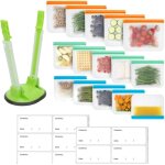 Tianyi - kit de rangement pour la préparation des repas ¿ 15 sacs de congélation réutilisables, un support ... Tianyi - kit de rangement pour la préparation des repas ¿ 15 sacs de congélation réutilisables, un support ...