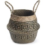Tianyi - panier jonc de mer rangement panier plante seagrass de fleur corbeille en paille (bande noire) ...