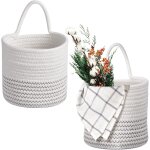 Tianyi - paquet de 2 paniers de rangement suspendus en corde tissée avec poignée - paniers muraux conteneurs ... Tianyi - paquet de 2 paniers de rangement suspendus en corde tissée avec poignée - paniers muraux conteneurs ...