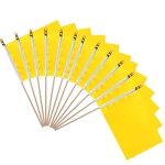 Tianyi - petit drapeau jaune - bton en bois - banniere drapeau  manivelle jaune mini fanions pour fte ...
