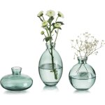 Tianyi - petit vase pour dcoration de table vases en verre faits a la main pour fleurs, 3pcs vert vintage ...