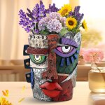 Tianyi - pot de fleurs abstrait, 18. 5cm cache - pots de plante résine art portrait vase pot de fleurs ... Tianyi - pot de fleurs abstrait, 18. 5cm cache - pots de plante résine art portrait vase pot de fleurs ...