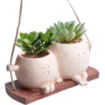 Tianyi - pot de fleurs suspendu  visage balanant: jardinire en rsine, cache - pot dcoratif avec ...