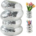 Tianyi - pot de fleurs en verre argenté - petit pot a facettes - boule disco décorative - décoration ... Tianyi - pot de fleurs en verre argenté - petit pot a facettes - boule disco décorative - décoration ...