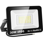 Tianyi - projecteur led d'extrieur 30w, 3000lm, lumire blanche 6000k, clairage de scurit tanche ...