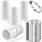 Tianyi - raccord tuyau piscine 38mm, adaptateur tuyau arrosage 4 pcs, blanc, acier inoxydable, 8 colliers ...