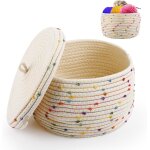 Tianyi - rangement en corde tissée, panier rangement avec couvercle, panier rangement salle de bain, ... Tianyi - rangement en corde tissée, panier rangement avec couvercle, panier rangement salle de bain, ...