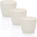 Tianyi - riba lot de 3 pots de fleurs 14 cm ¿ blanc crème ¿ pots de fleurs incassables en plastique ... Tianyi - riba lot de 3 pots de fleurs 14 cm ¿ blanc crème ¿ pots de fleurs incassables en plastique ...