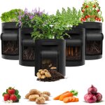Tianyi - sac plantation pomme de terre, 43l lot de 5 respirant sac de plantation avec fentre et poignes ...
