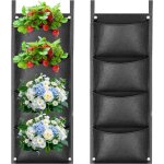 Tianyi - sac  plantes mural, 4 poches sacs de plantation murale, sac de plantation vertical, poche mur ...
