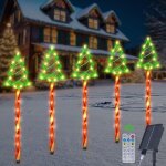 Tianyi - sapin de nol solaire lumineuse, lot de 5 sapin de noel vertes avec 85 led lumires, 8 modes ...