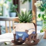 Tianyi - smiley face pot plante de fleur amusants en rsine pour intrieur et extrieur, chaise  bascule, ...