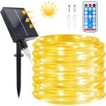 Tianyi - solaire tubes lumineux, etanche guirlande solaire 22 mtre 8 modes 200 led tube lumineux exterieur ...