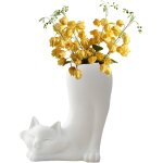 Tianyi - vase en forme de chat cramique blanc nordique - artistique et moderne pour bureau, salon, chambre ...