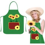 Tianyi - vert tournesol tablier, tablier blouse jardinire, horticulteur avec tablier de motif tournesols, ...